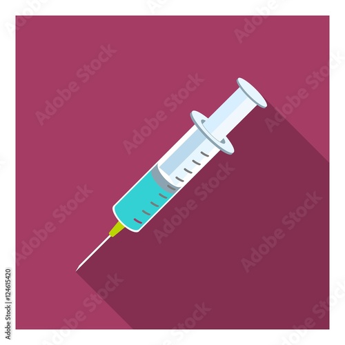 Syringe icon in flat style isolated on white background. Medicine and hospital symbol stock vector illustration.