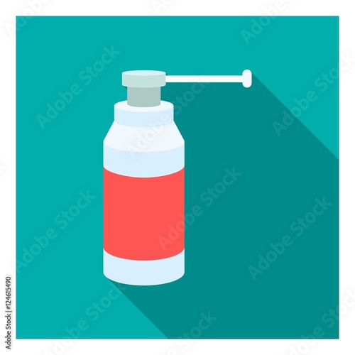 Throat spray icon in flat style isolated on white background. Medicine and hospital symbol stock vector illustration.