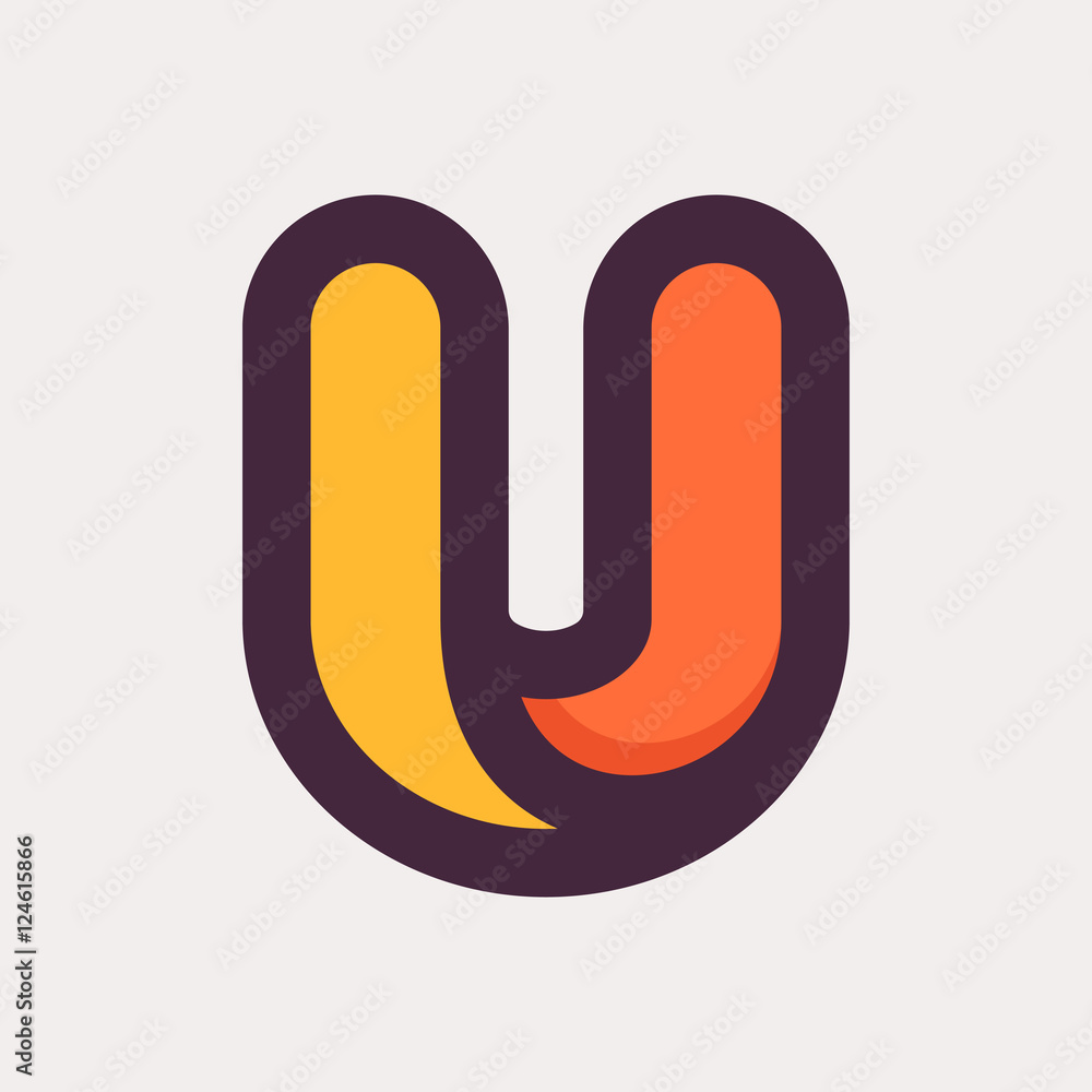U letter colorful logo. Flat style design. U letter colorful logo. Flat style design.