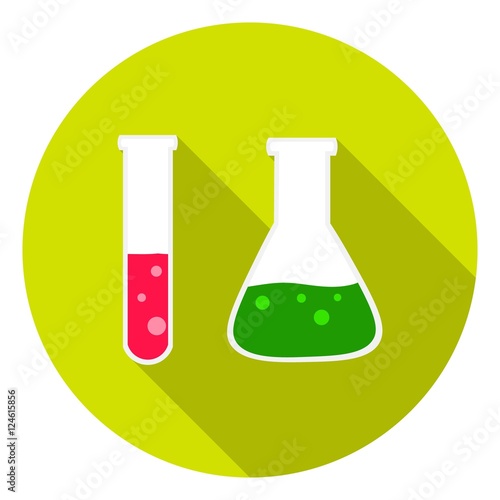 Test tube and retort icon in flat style isolated on white background. School symbol stock vector illustration.