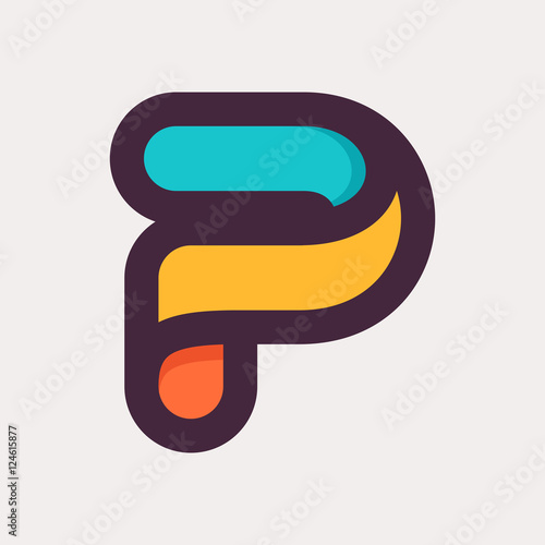 P letter colorful logo. Flat style design.