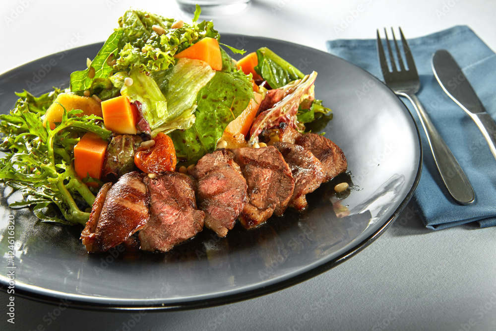 delicious, grilled meat duck with roasted pumpkin delicious, grilled meat duck with roasted pumpkin