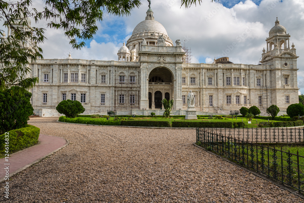 Historic Victoria Memorial architectural building and museum at Kolkata, India.
