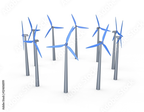 Wind turbin set.3D renderin...