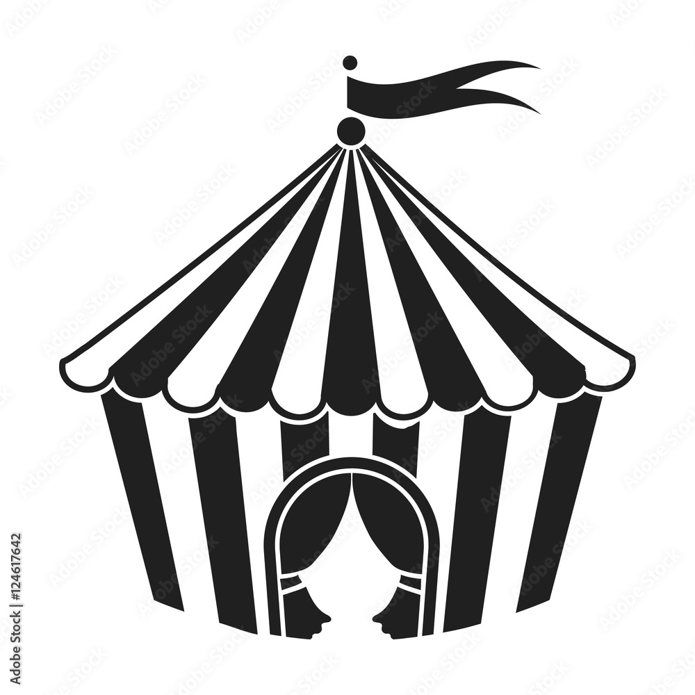 Circus tent icon in black style isolated on white background. Circus ...