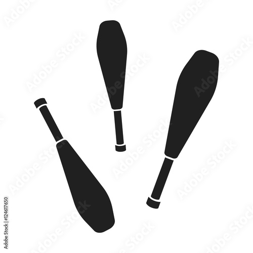 Juggling clubs icon in black style isolated on white background. Circus symbol stock vector illustration.
