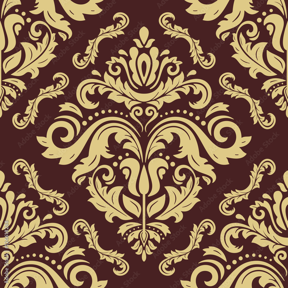 Damask vector classic golden pattern. Seamless abstract background with repeating elements Damask vector classic golden pattern. Seamless abstract background with repeating elements