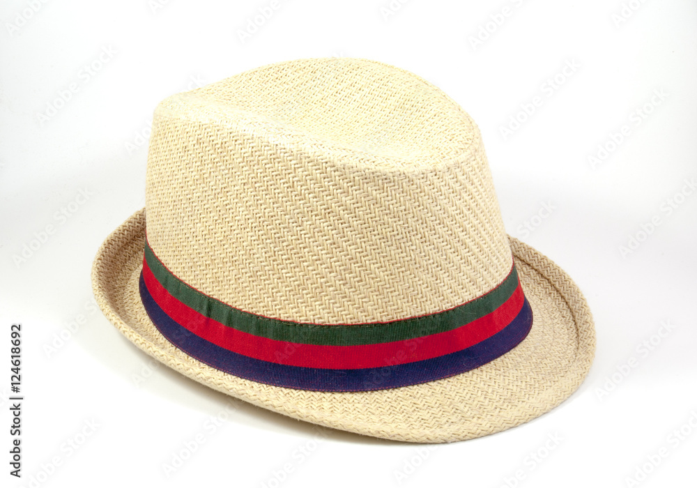 Isolated Summer Straw Hat on White Background.