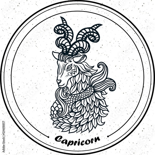 Detailed Capricorn in aztec style