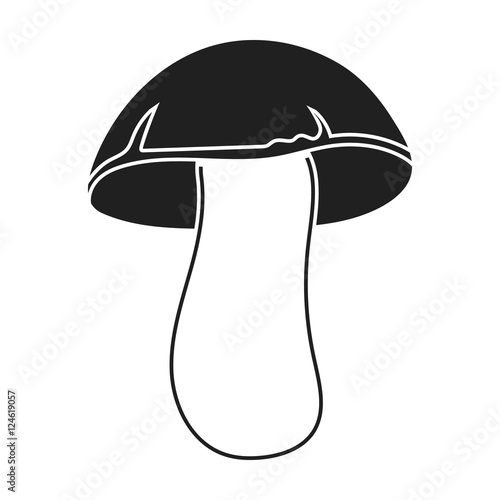 Porcini icon in black style isolated on white background. Mushroom symbol stock vector illustration.