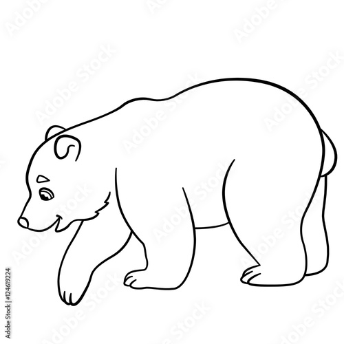 Coloring pages. Little cute baby polar bear.