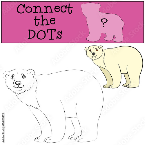 Educational game: Connect the dots. Cute polar bear smiles.