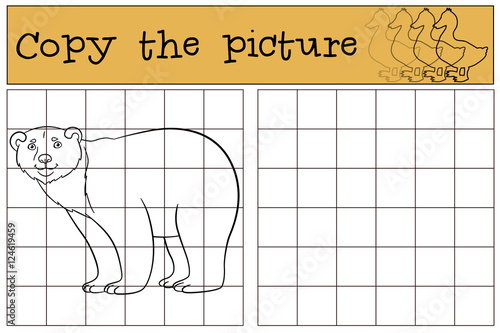 Educational game: Copy the picture. Cute polar bear smiles.