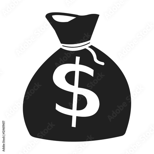 Money bag icon in black style isolated on white background. Wlid west symbol stock vector illustration.