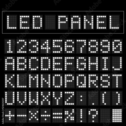 White digital square led font display with sample panel