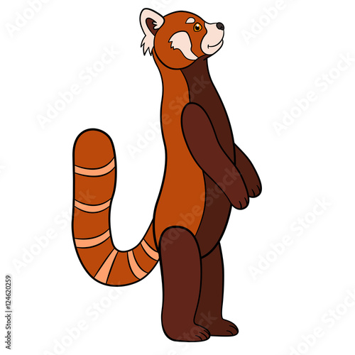 Fototapeta Naklejka Na Ścianę i Meble -  Cartoon wild animals. Little cute red panda smiles.