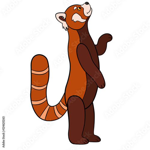 Fototapeta Naklejka Na Ścianę i Meble -  Cartoon wild animals. Little cute red panda smiles.