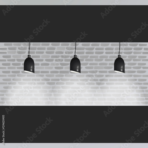 lack lamp.Lights on the background of gray wall loft style.