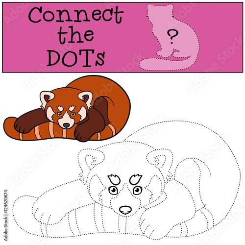 Fototapeta Naklejka Na Ścianę i Meble -  Educational game: Connect the dots. Little cute red panda.