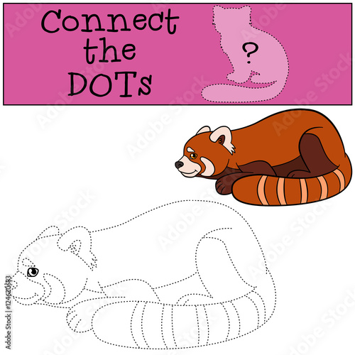 Fototapeta Naklejka Na Ścianę i Meble -  Educational game: Connect the dots. Little cute red panda.