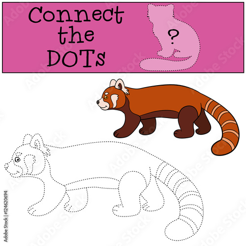 Fototapeta Naklejka Na Ścianę i Meble -  Educational game: Connect the dots. Little cute red panda walks.