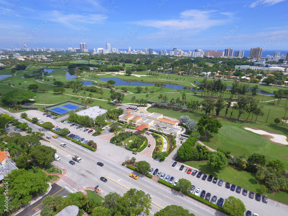 Aerial tour Miami Beach landscape