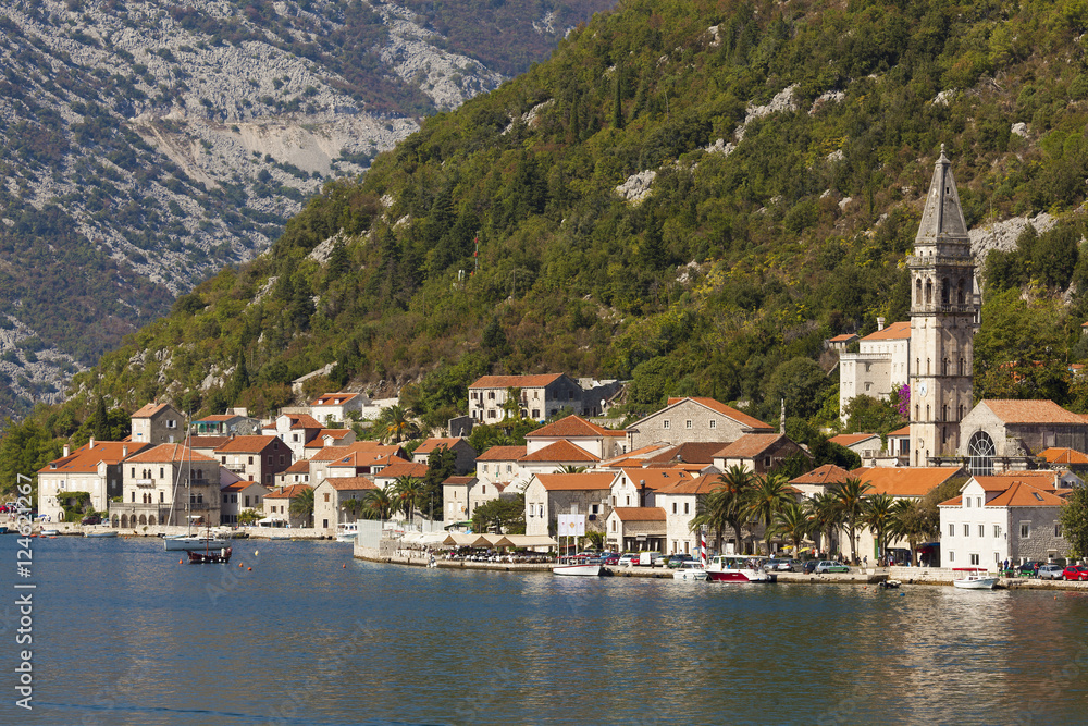 View of Dobrota, Bay of Kotor, Montenegro
