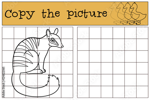 Educational game: Copy the picture. Little cute numbat smiles.