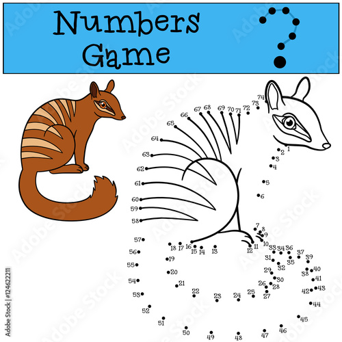 Educational game: Numbers game. Little cute numbat sits.