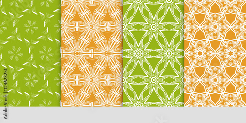 Seamless floral patterns set. Vector illustration. Texture for design wallpaper, pattern. ethnic ornament