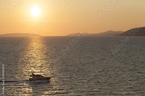 Boat in the Mediterranean sea  Greek Ionian Islands  Grece