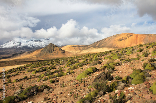 The three peaks of volcano coropuna in the andean mountains of Peru, near cotahuasi canyon