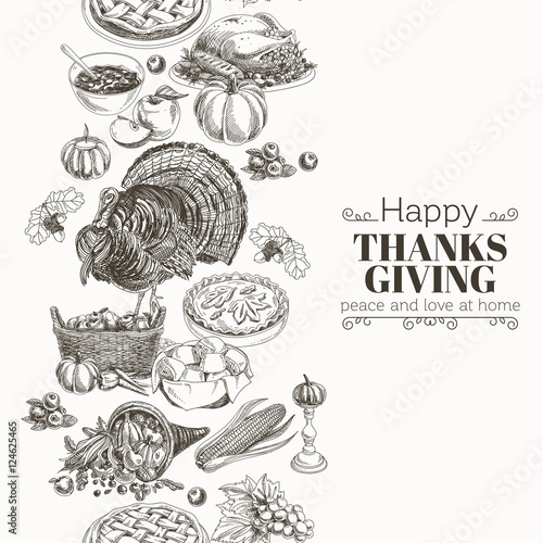 Vector hand drawn thanksgiving Illustration. 