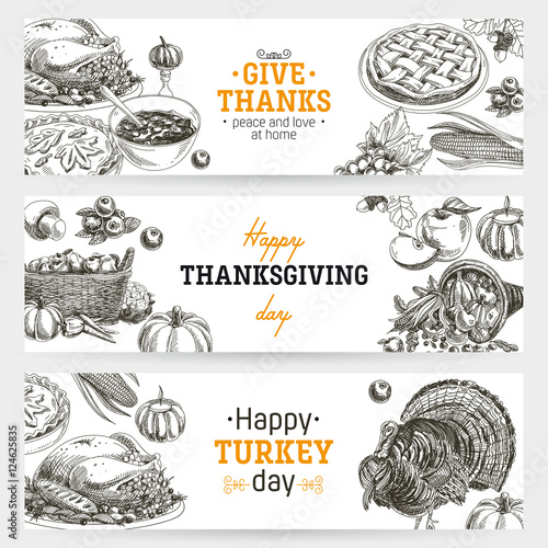 Vector hand drawn thanksgiving Illustration. 