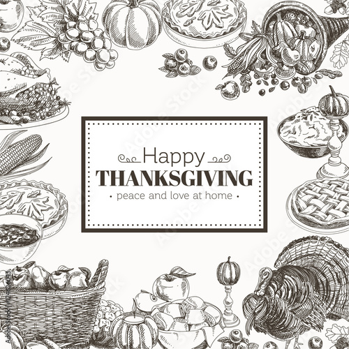 Vector hand drawn thanksgiving Illustration. 
