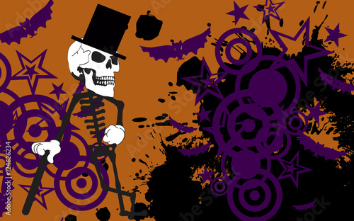 skeleton cartoon halloween background in vector format