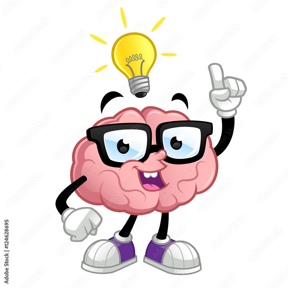 Brain cartoon character, he has an idea Brain cartoon character, he has an idea