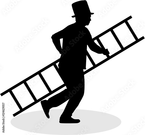 Chimney sweep with a ladder .