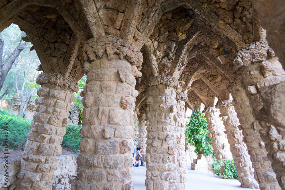Walking around Park Guell in Barcelona
