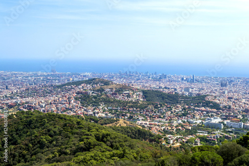 Panoramic view of resort town and beach. Blanes  Catalonia  Spain
