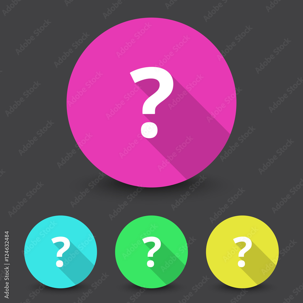 White Question Mark icon in different colors set White Question Mark icon in different colors set