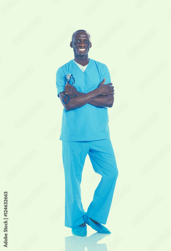 Portrait of a doctor man standing isolated on white background Portrait of a doctor man standing isolated on white background