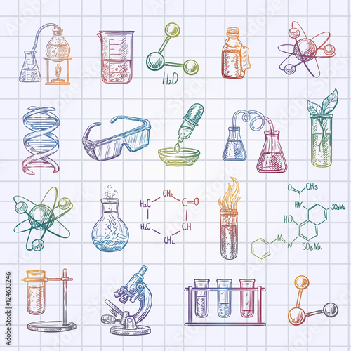 Chemistry Sketch Icons Set 