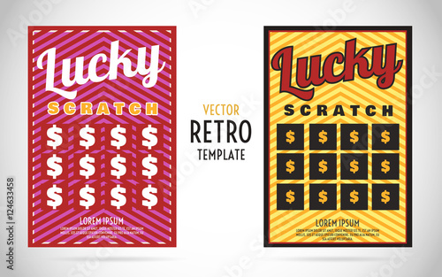 scratch off lottery ticket vector design template