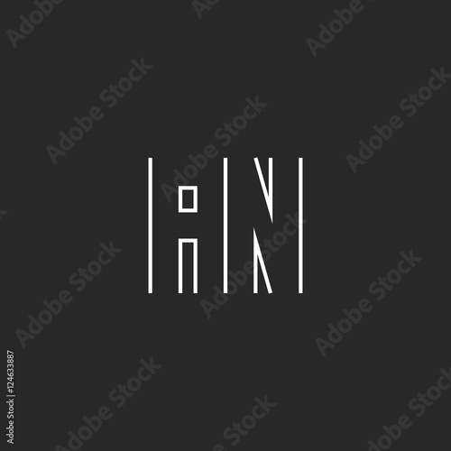 Logo AN letters minimalism style emblem, combination A N typography design element, hipster branding identity