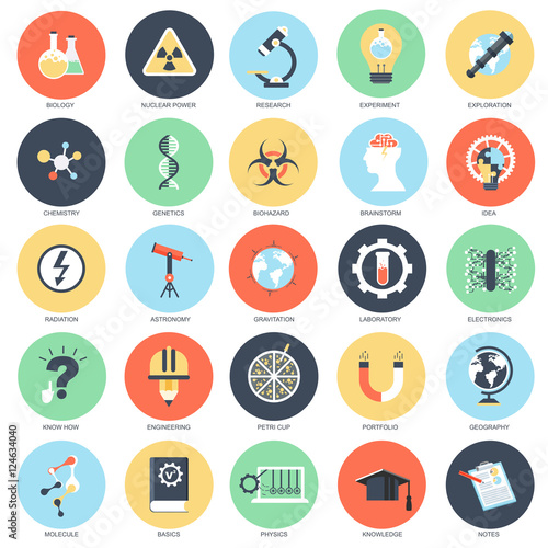 Flat conceptual icons research and science © alexdndz