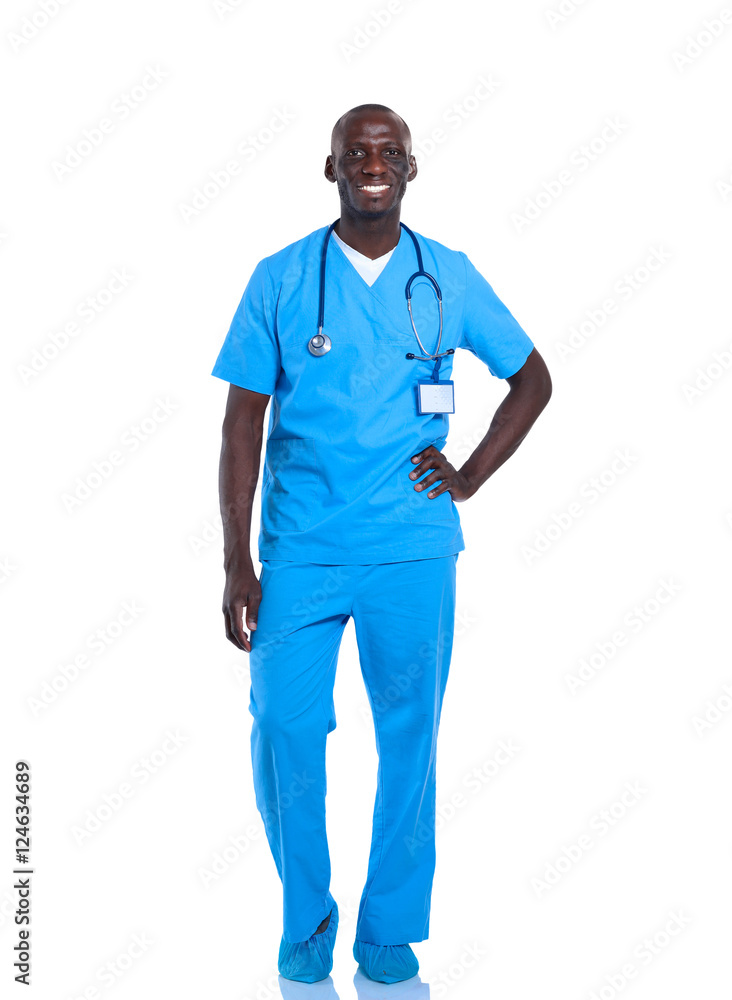 Portrait of a doctor man standing isolated on white background Portrait of a doctor man standing isolated on white background