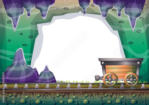 cartoon vector cave with separated layers for game and animation game design asset