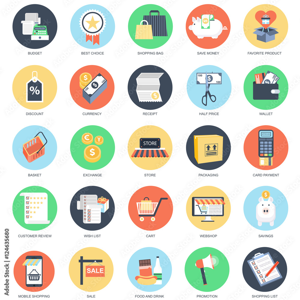 Flat conceptual icons internet shopping Flat conceptual icons internet shopping