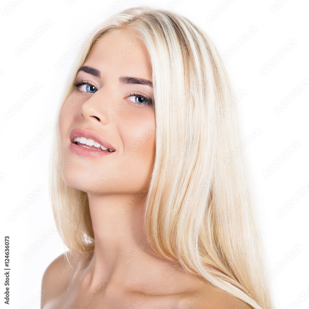 Beauty portrait of young blond woman with beautiful healthy face Beauty portrait of young blond woman with beautiful healthy face
